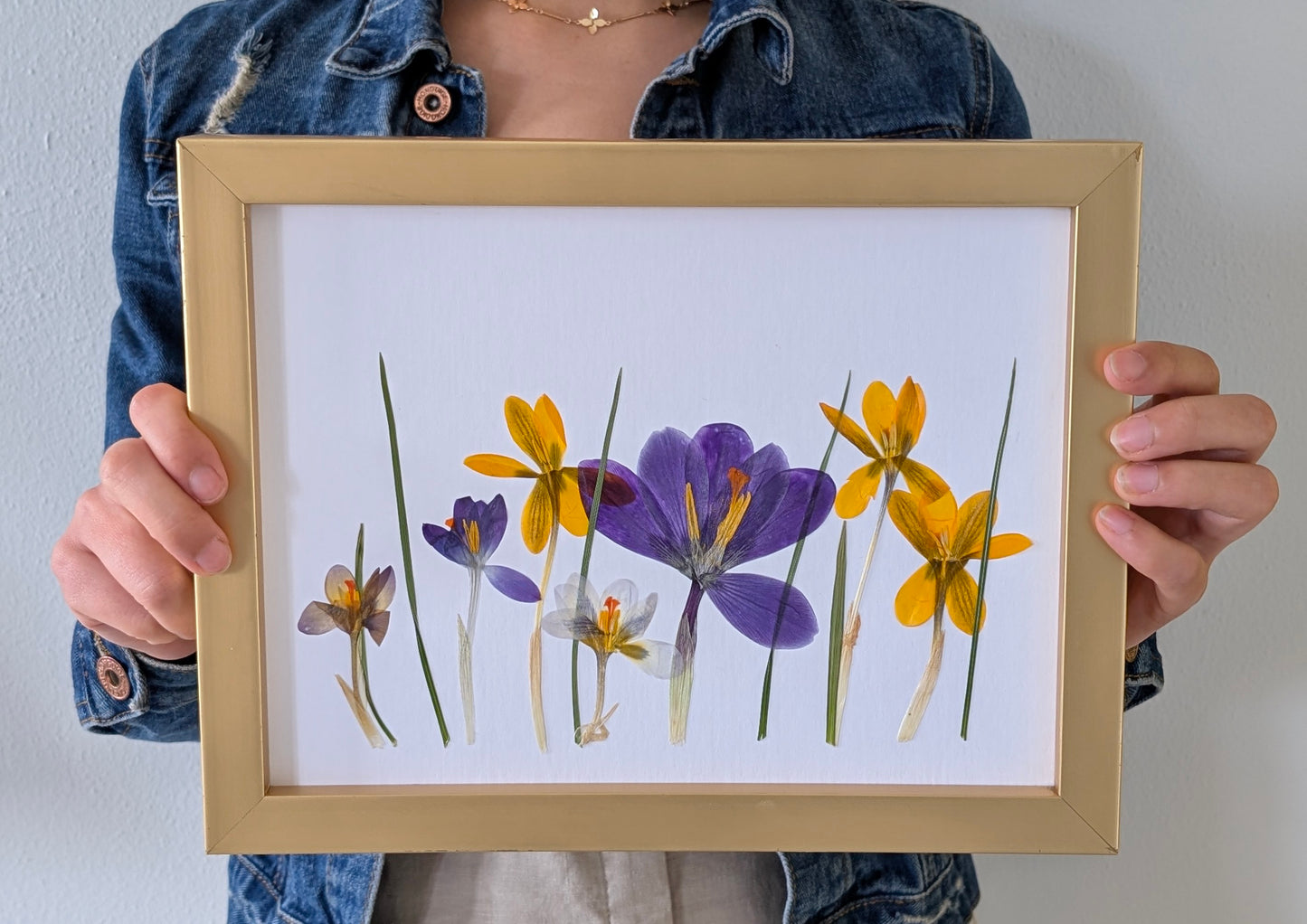 Crocus-scape: Original Pressed Flower Artwork