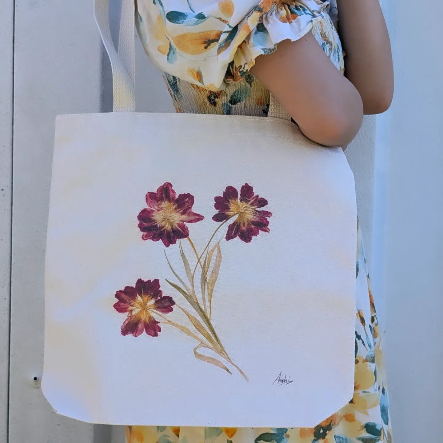 Pressed Flower Tote Bags
